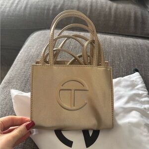 Telfar Metallic Gold Mini Bag